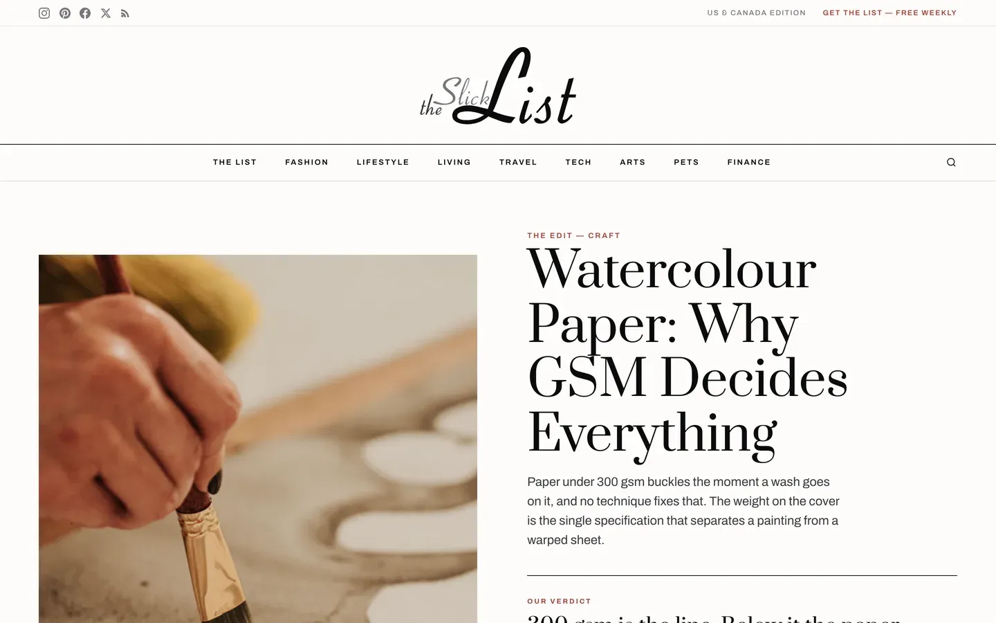 The Slick List website