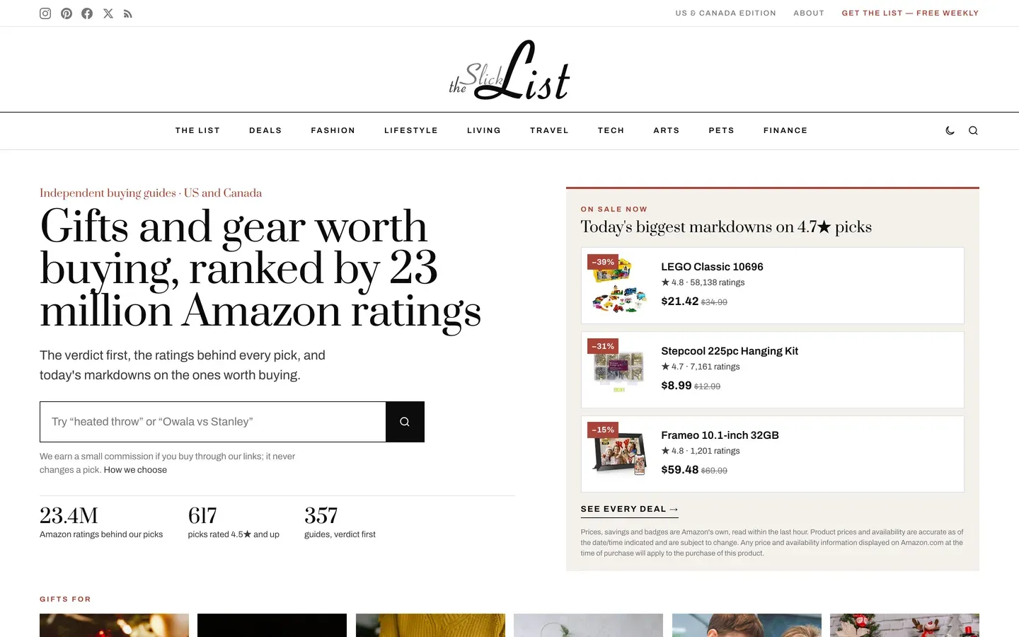 The Slick List website